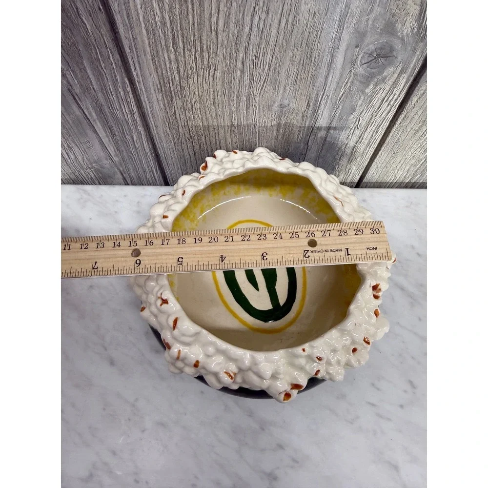 Green Bay Packers Ceramic Popcorn Bowl Hand Painted G Logo Game Day Snack Dish